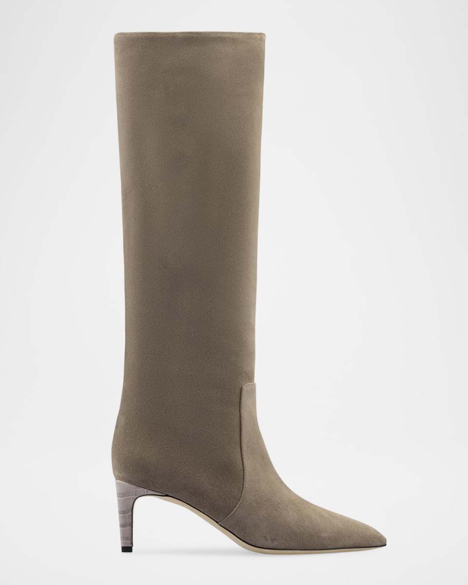 Suede Stiletto Knee-High Boots